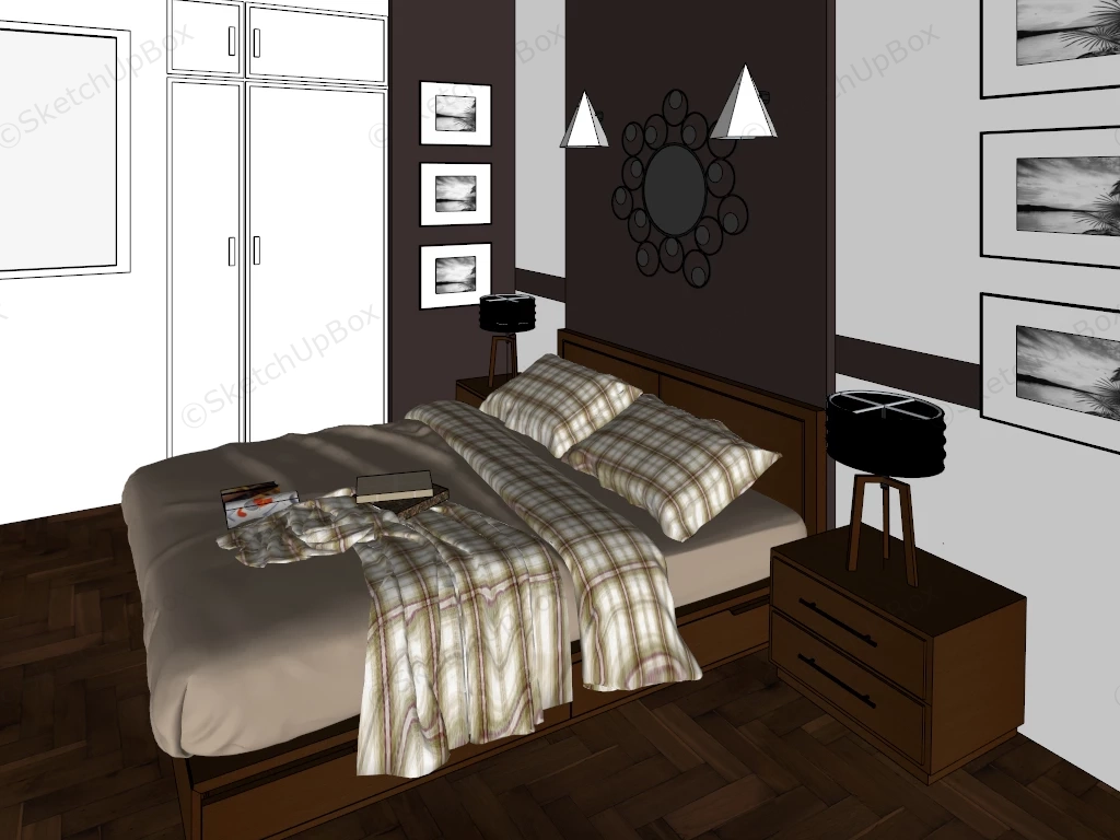 Mid Century Modern Bedroom Design sketchup model preview - SketchupBox