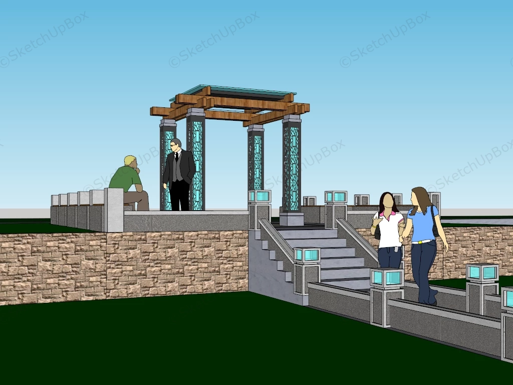 Pergola And Sitting Area sketchup model preview - SketchupBox