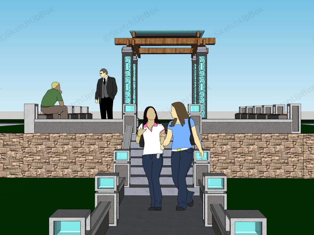 Pergola And Sitting Area sketchup model preview - SketchupBox