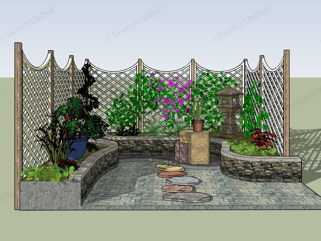 Rustic Backyard Garden Idea sketchup model preview - SketchupBox