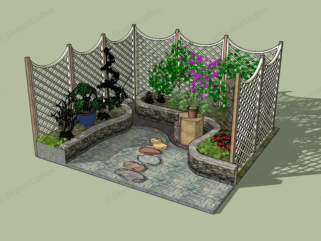 Rustic Backyard Garden Idea sketchup model preview - SketchupBox