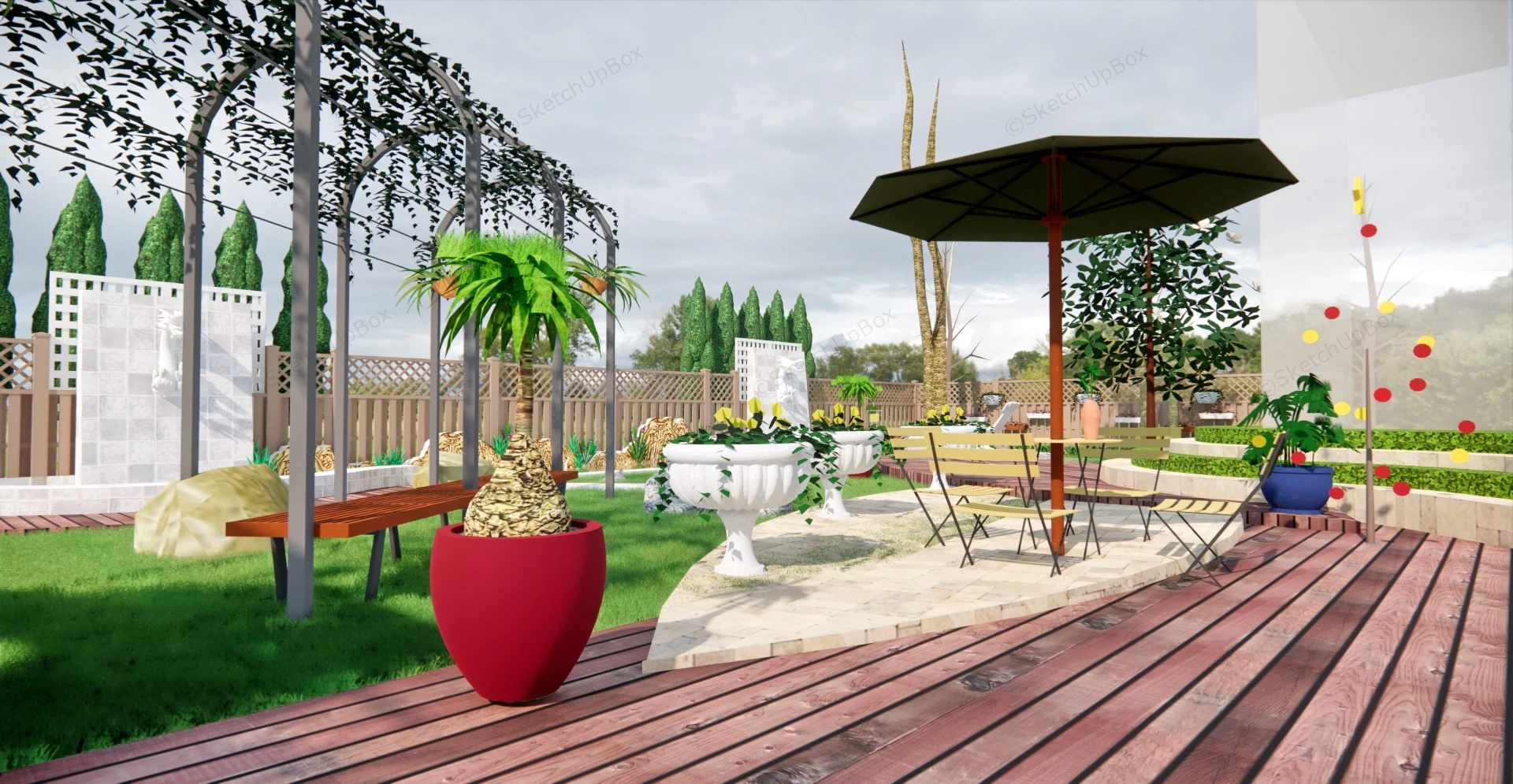 Rustic Garden Landscaping Ideas sketchup model preview - SketchupBox