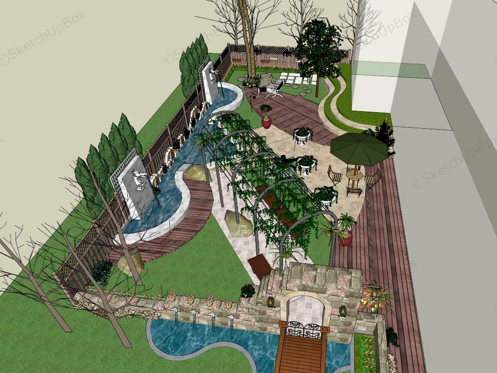 Rustic Garden Landscaping Ideas sketchup model preview - SketchupBox