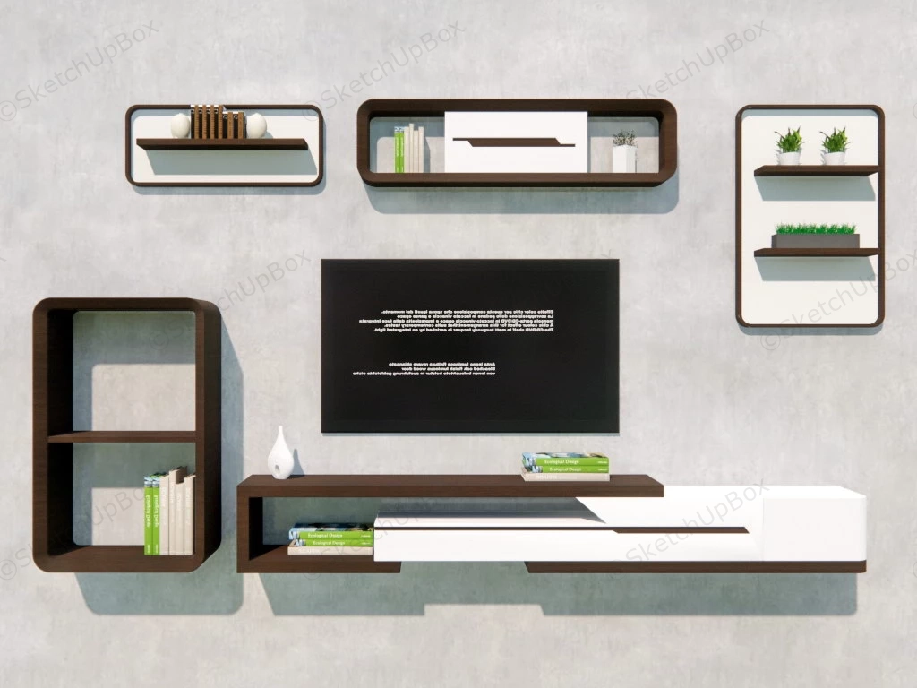 Mounted Tv Wall Unit sketchup model preview - SketchupBox