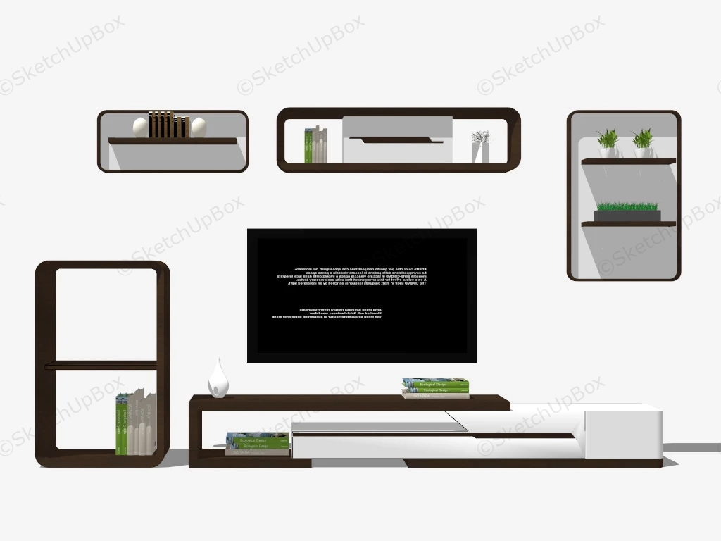 Mounted Tv Wall Unit sketchup model preview - SketchupBox