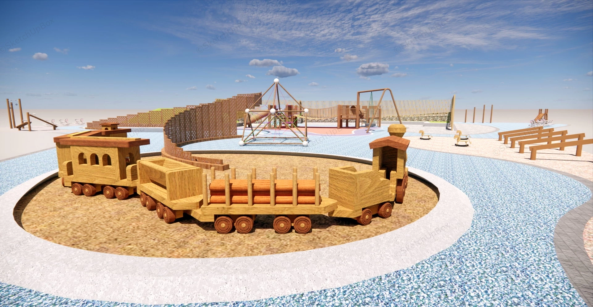 Wooden Playground Design sketchup model preview - SketchupBox