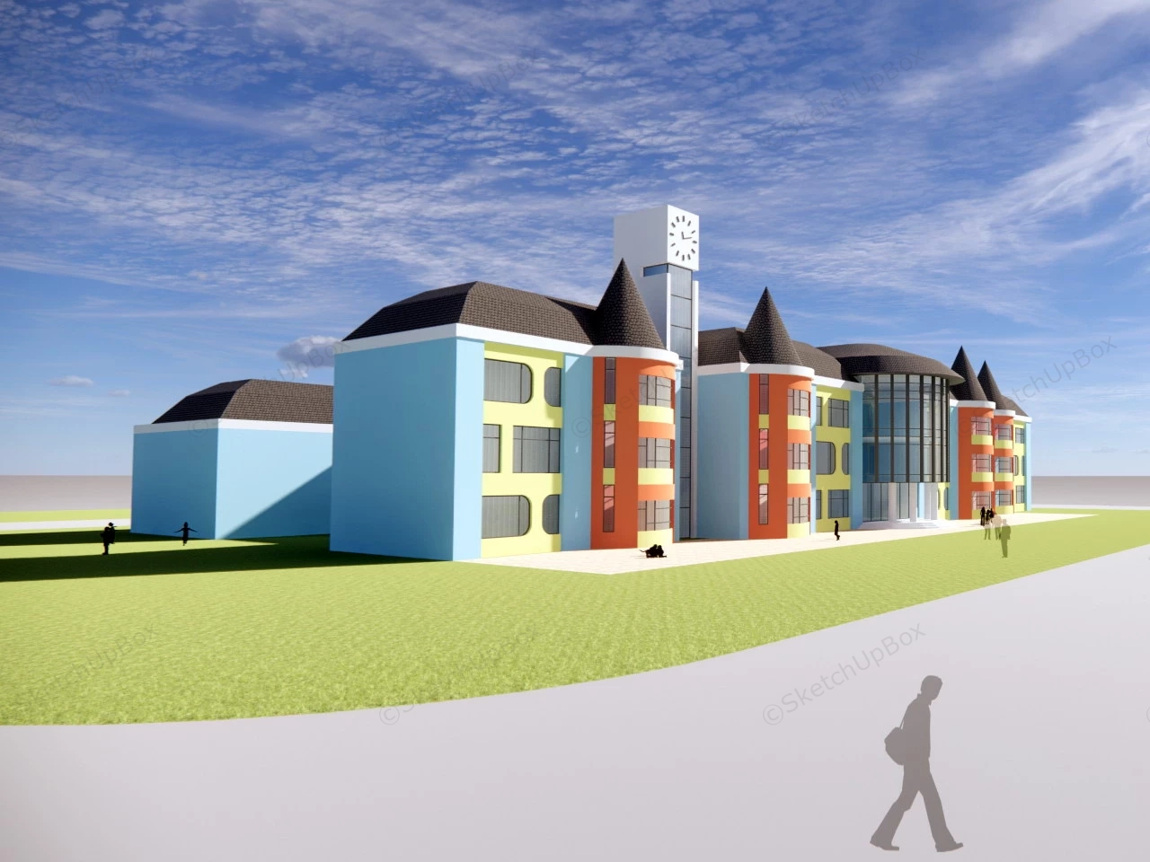 Kindergarten School Building sketchup model preview - SketchupBox