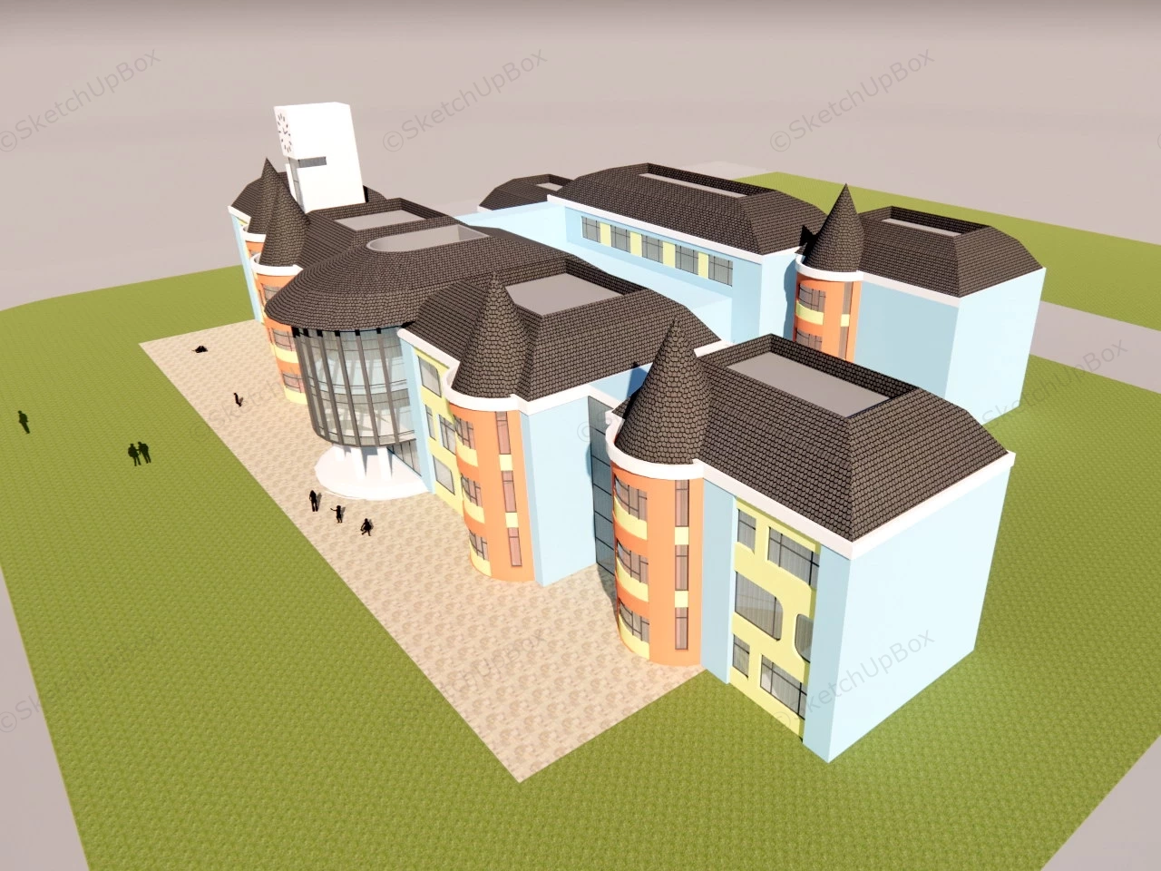 Kindergarten School Building sketchup model preview - SketchupBox