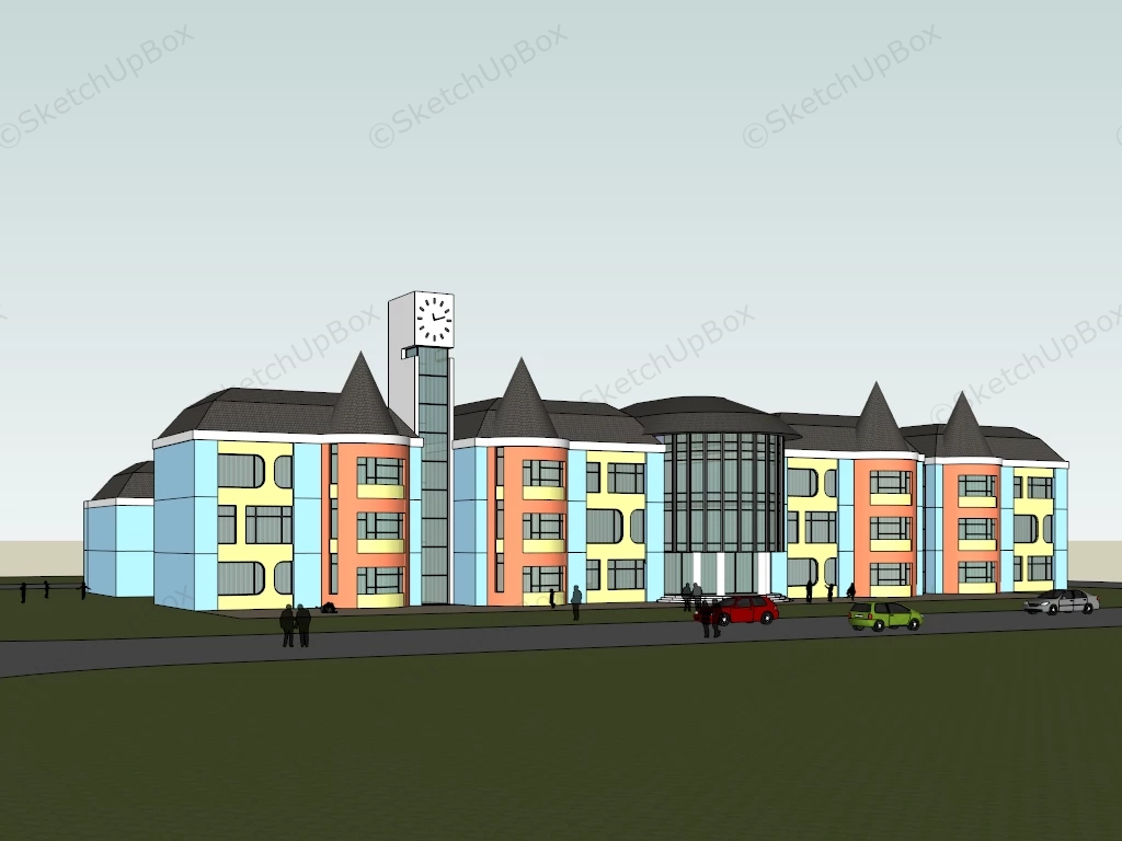 Kindergarten School Building sketchup model preview - SketchupBox