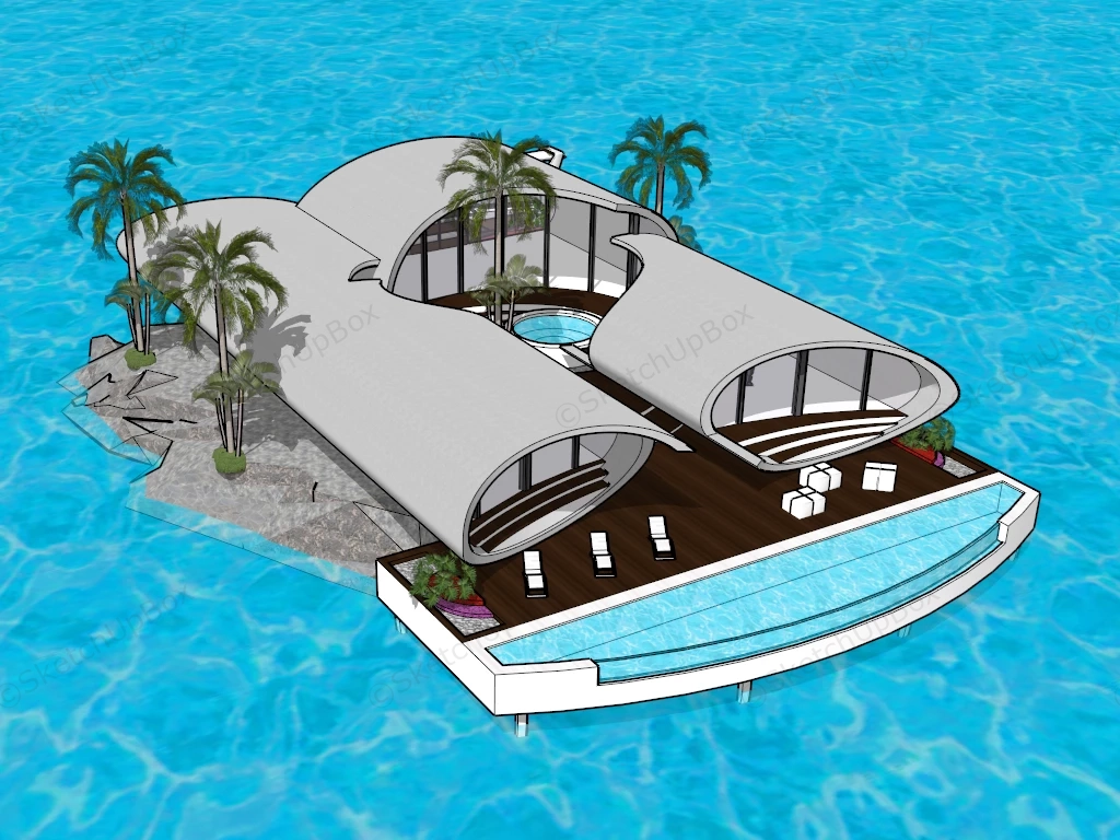 Island Holiday Villa sketchup model preview - SketchupBox