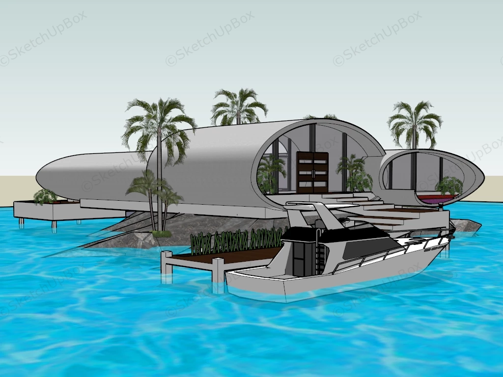 Island Holiday Villa sketchup model preview - SketchupBox