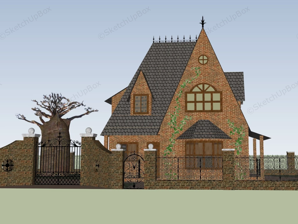 Red Brick Old House sketchup model preview - SketchupBox