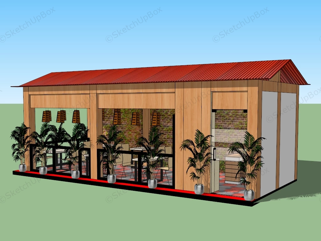 Outdoor Restaurant Design sketchup model preview - SketchupBox