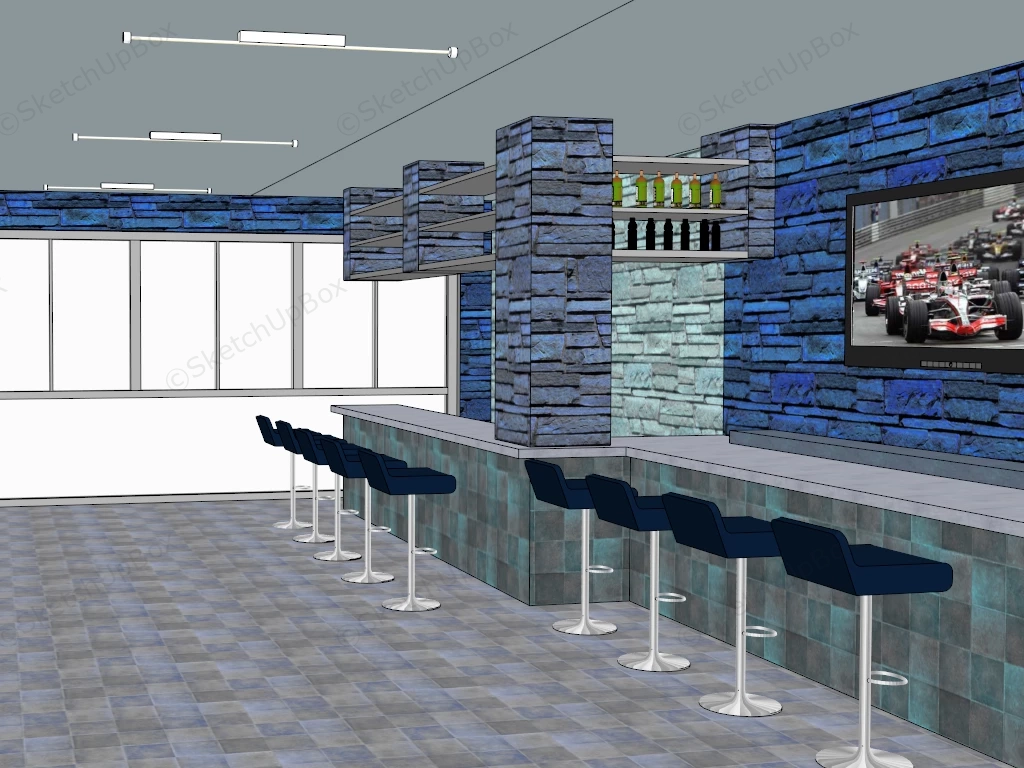 Blue Bar Design Ideas sketchup model preview - SketchupBox