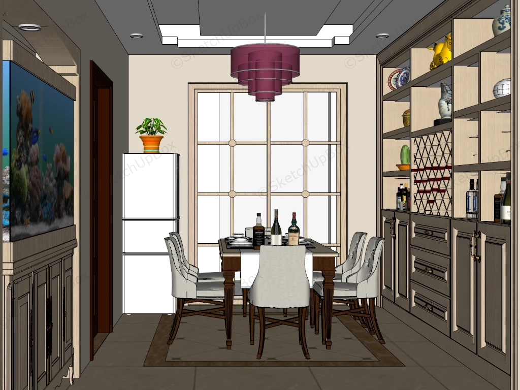 Dining Room With Cupboards sketchup model preview - SketchupBox