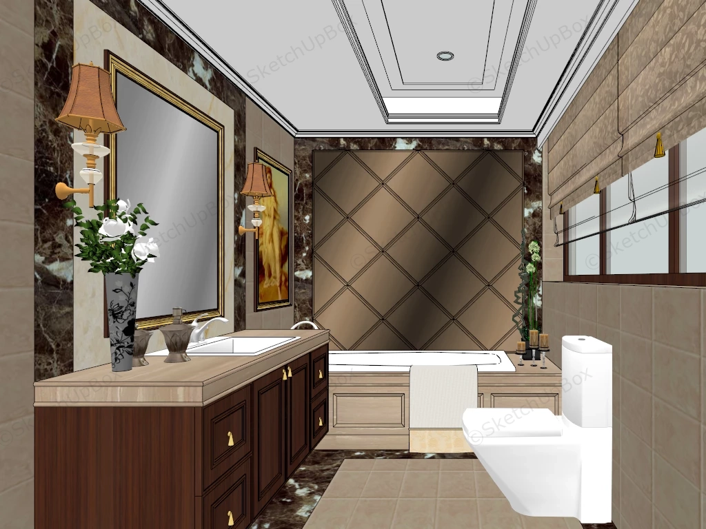 Modern Bathroom Idea With Shower sketchup model preview - SketchupBox