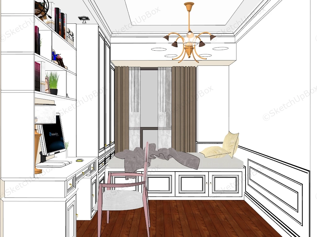 Boy Bedroom With Home Office Ideas sketchup model preview - SketchupBox