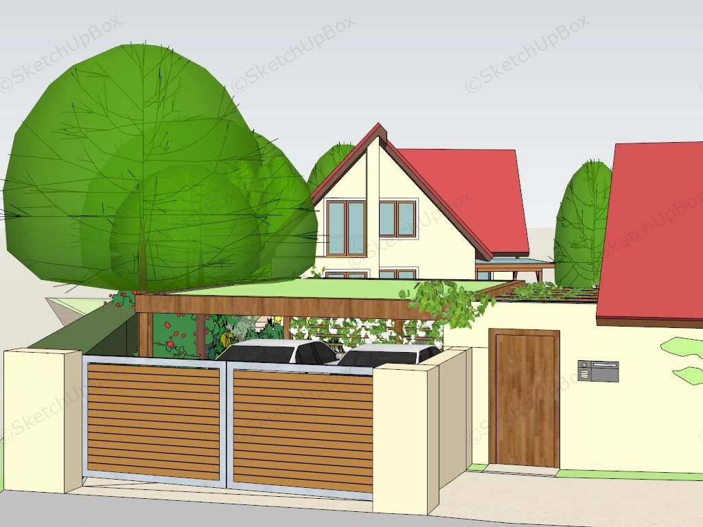 Country House With Garden Design sketchup model preview - SketchupBox