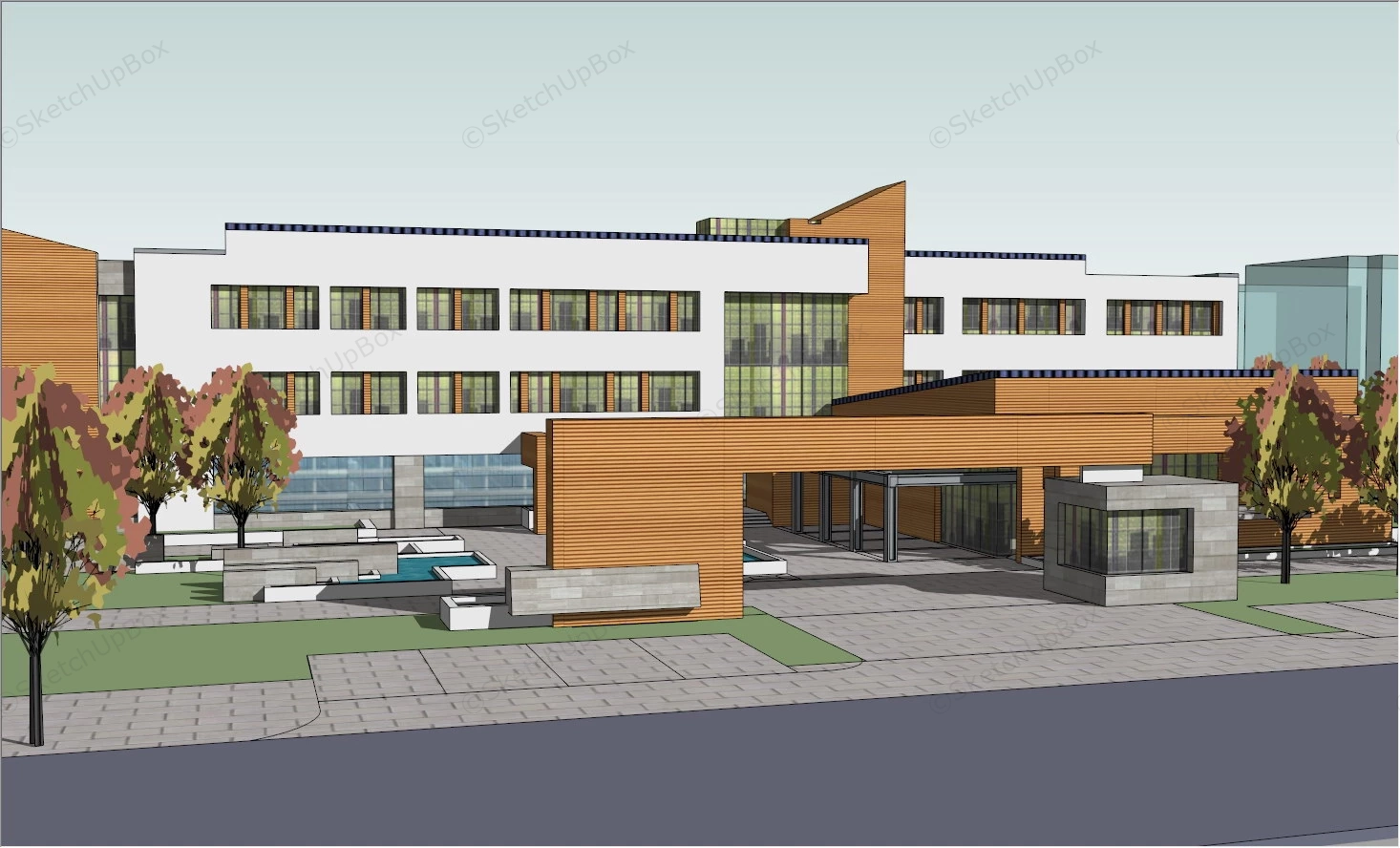 Elementary School Exterior Design sketchup model preview - SketchupBox