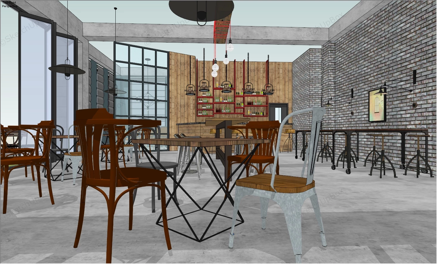 Industrial Pub Bar sketchup model preview - SketchupBox