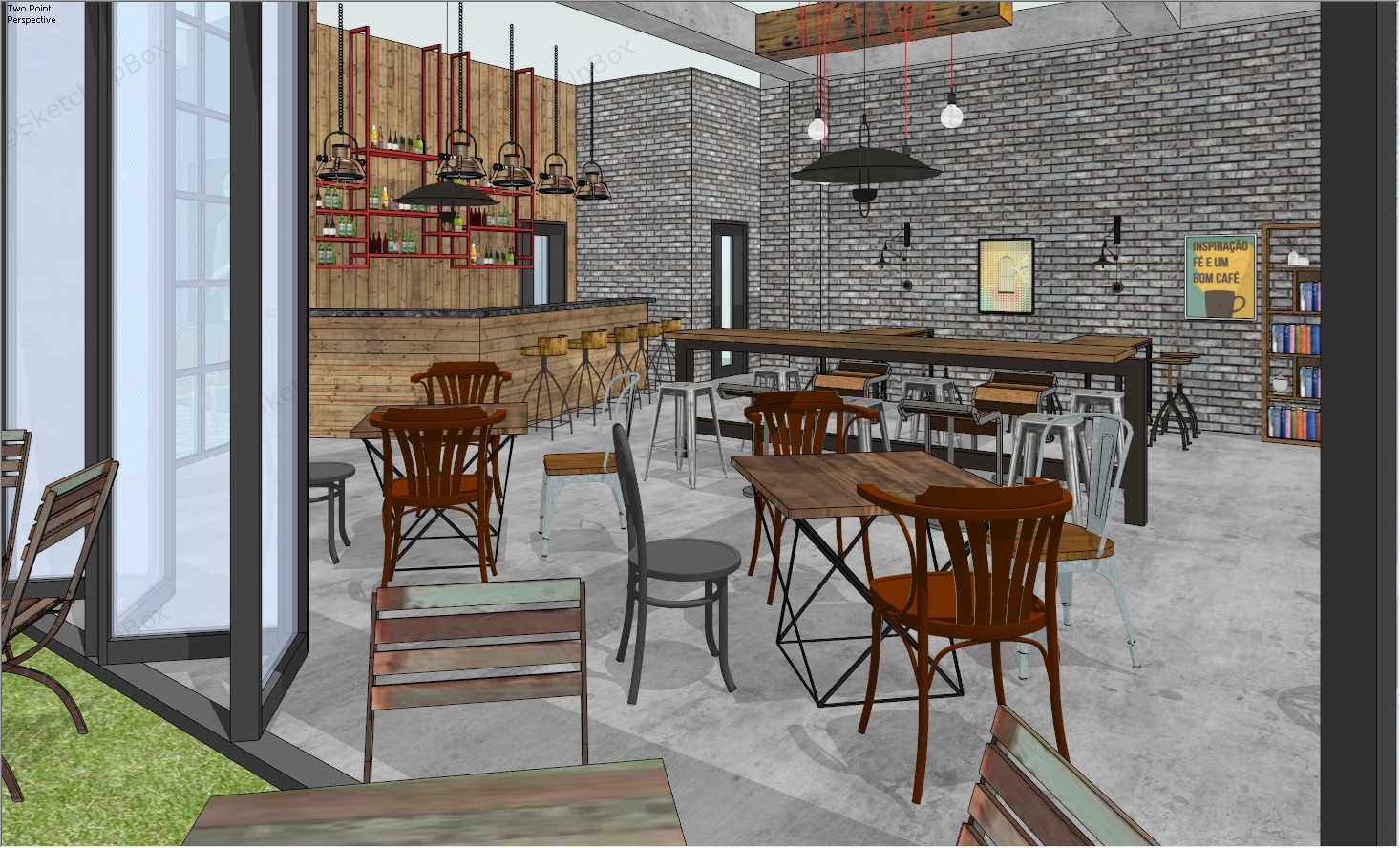 Industrial Pub Bar sketchup model preview - SketchupBox