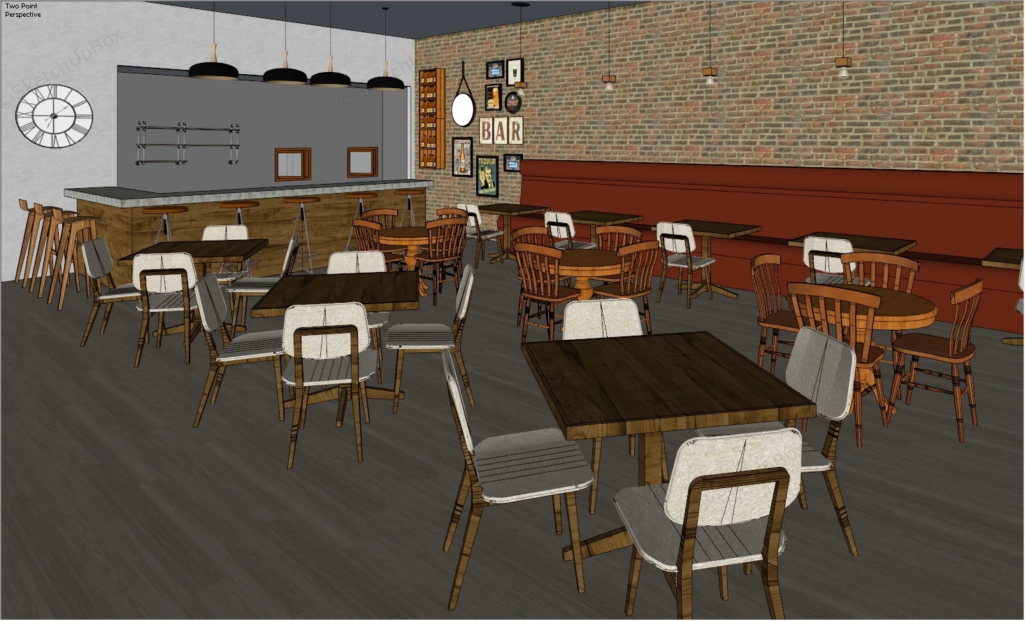 Rustic Bar Design sketchup model preview - SketchupBox