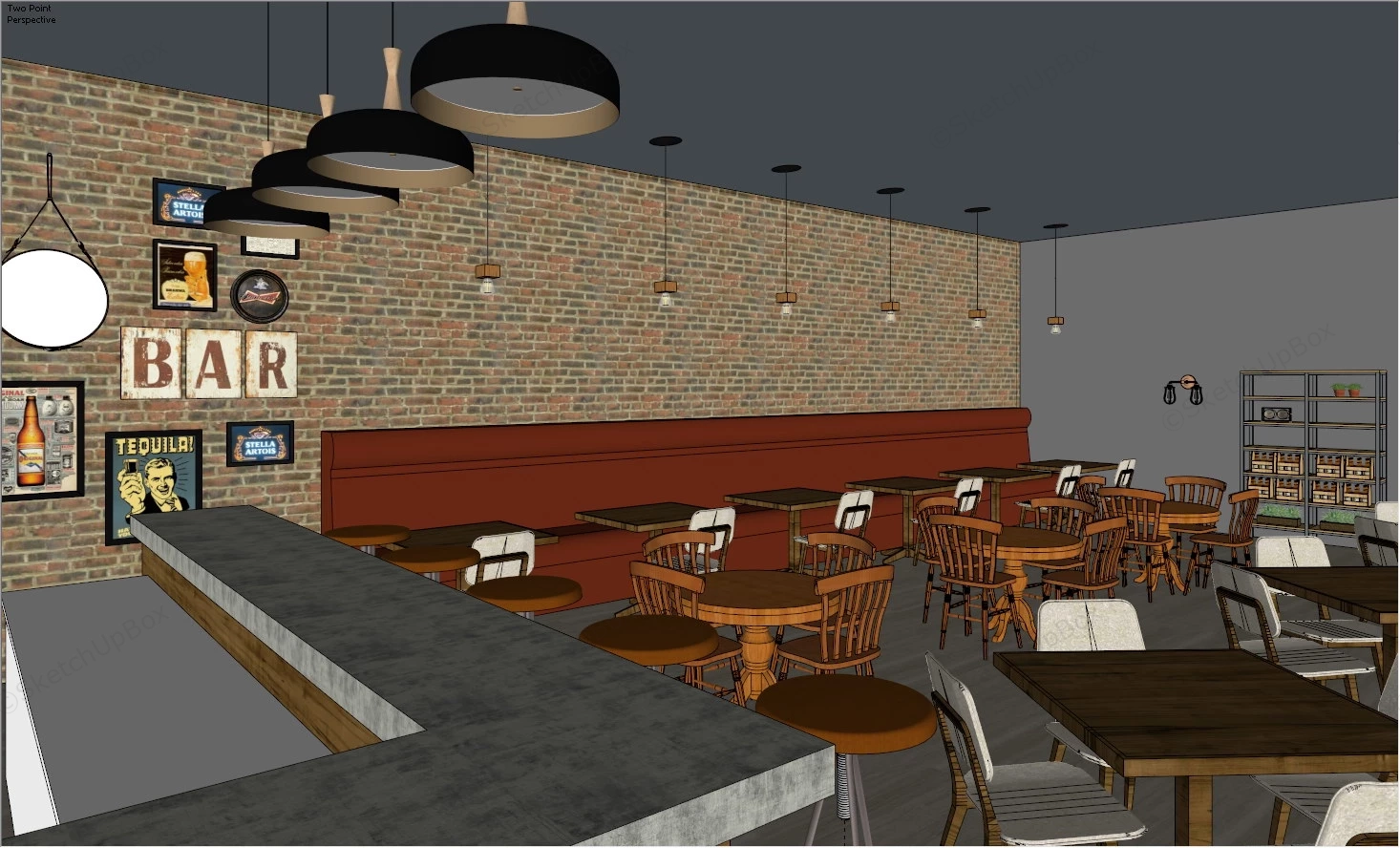 Rustic Bar Design sketchup model preview - SketchupBox