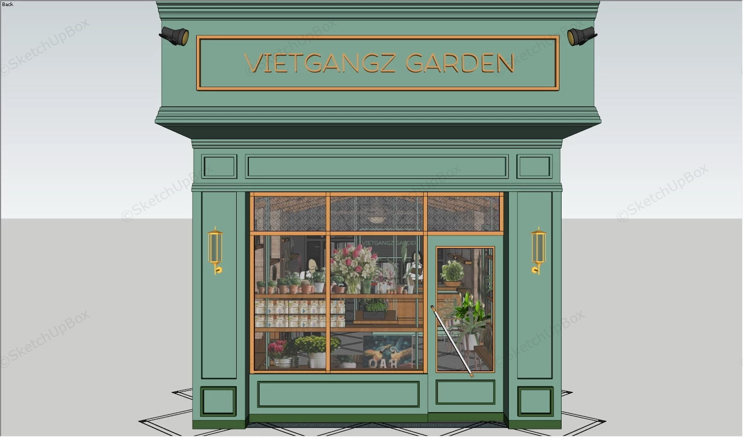 Flower Garden Shop Design sketchup model preview - SketchupBox