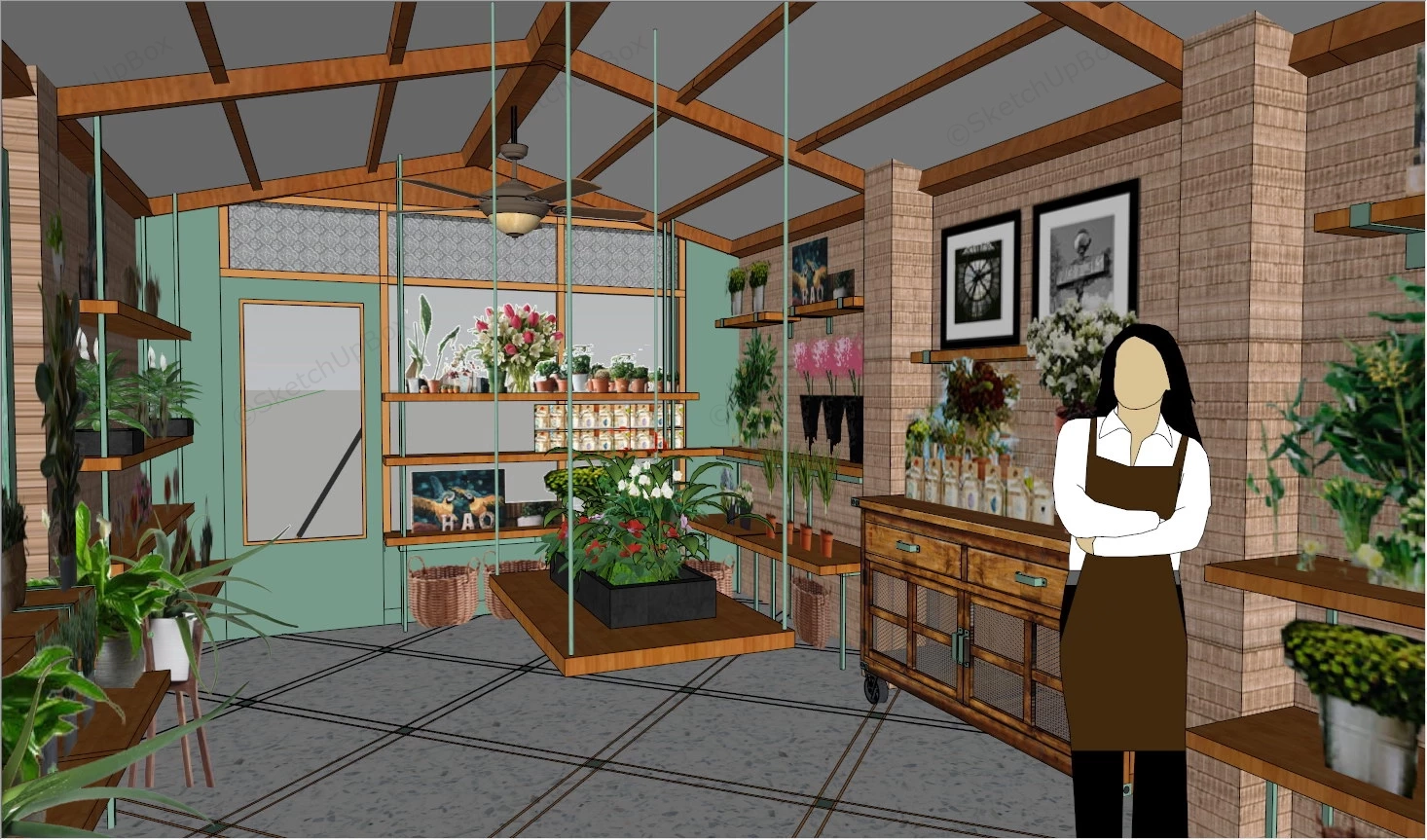 Flower Garden Shop Design sketchup model preview - SketchupBox