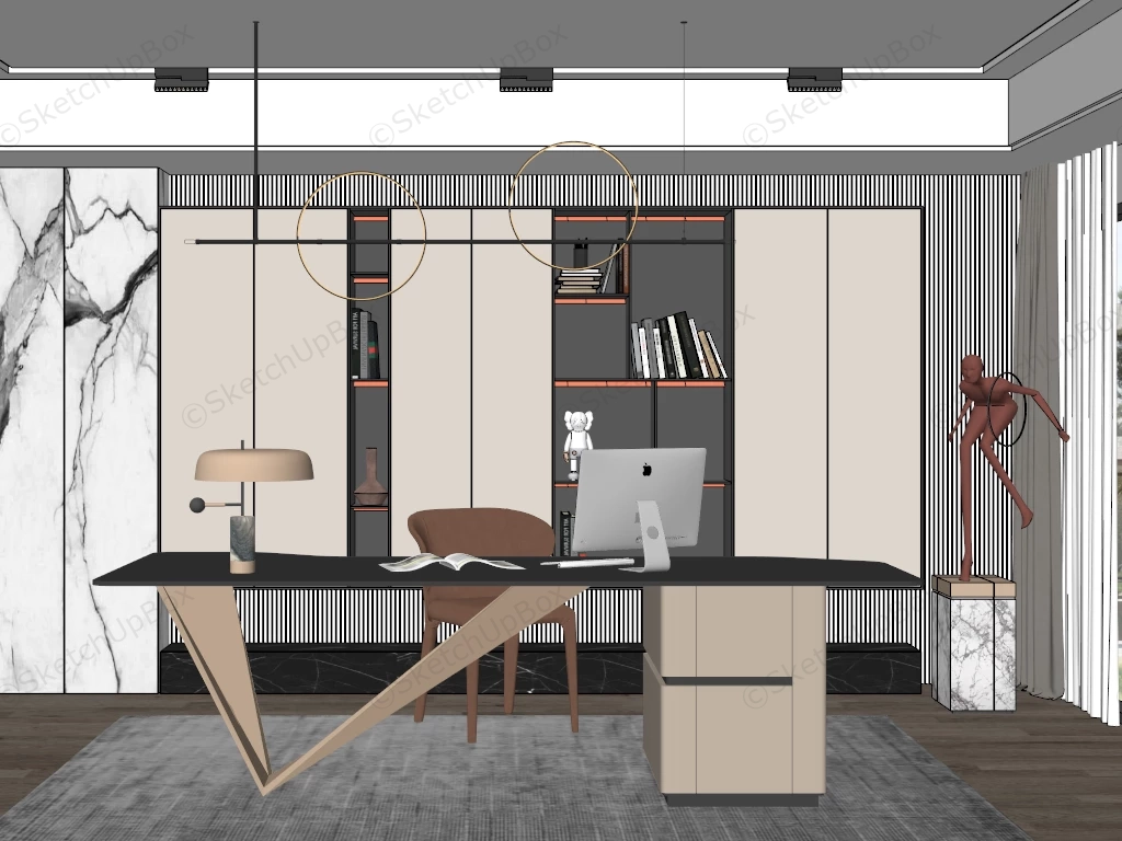 Modern Home Office Design sketchup model preview - SketchupBox