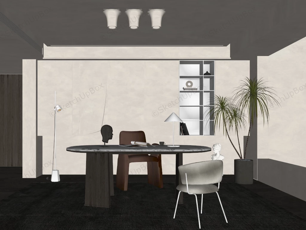 Wabi Sabi Home Office Design sketchup model preview - SketchupBox