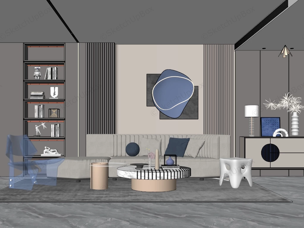 Modern Elegant Living Room Ideas sketchup model preview - SketchupBox