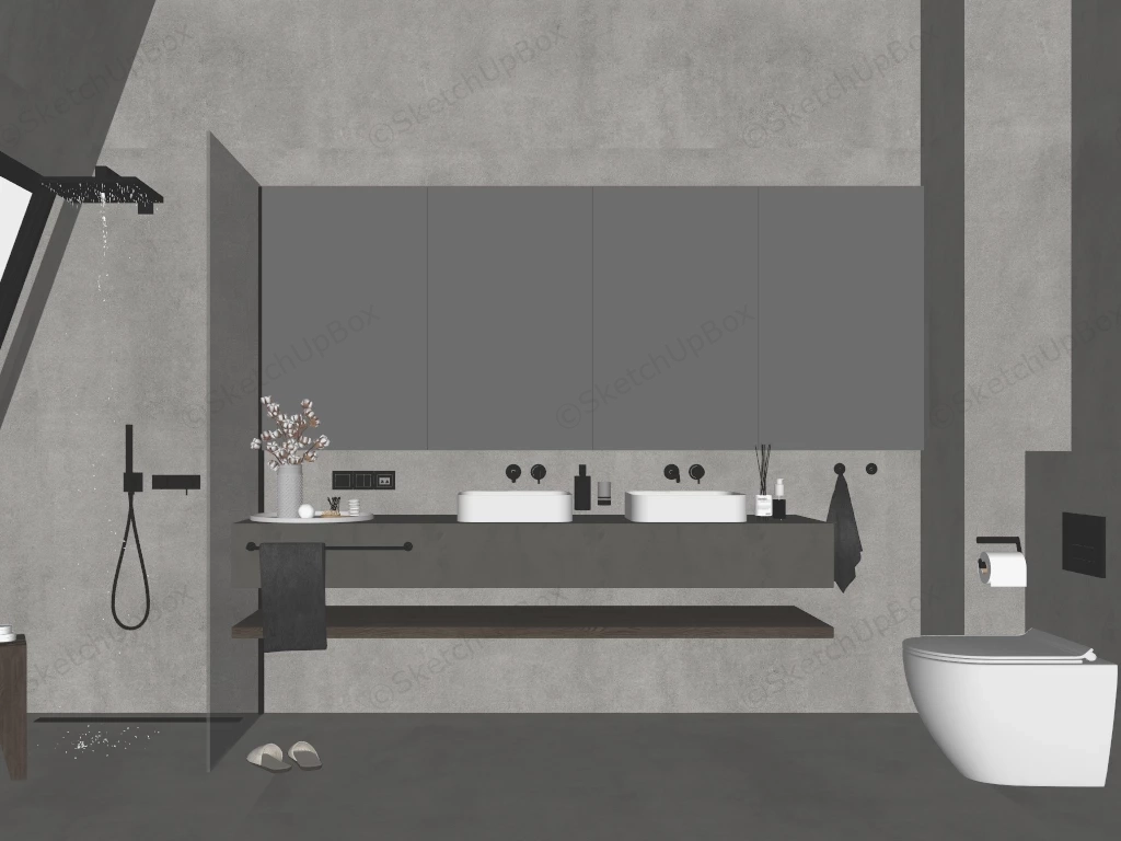 Small Grey Bathroom Ideas sketchup model preview - SketchupBox