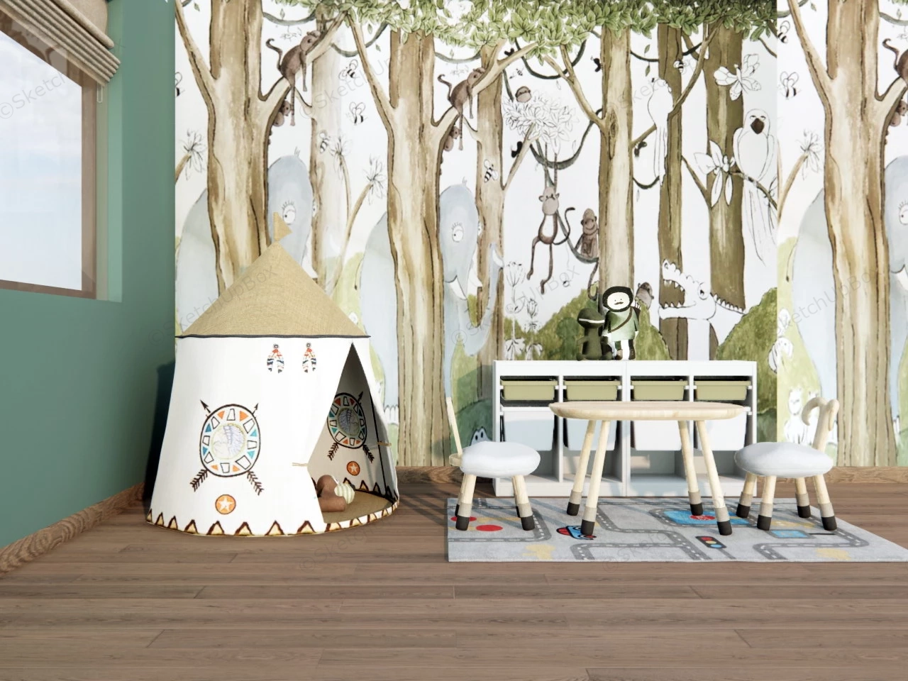 Forest Themed Playroom Ideas sketchup model preview - SketchupBox