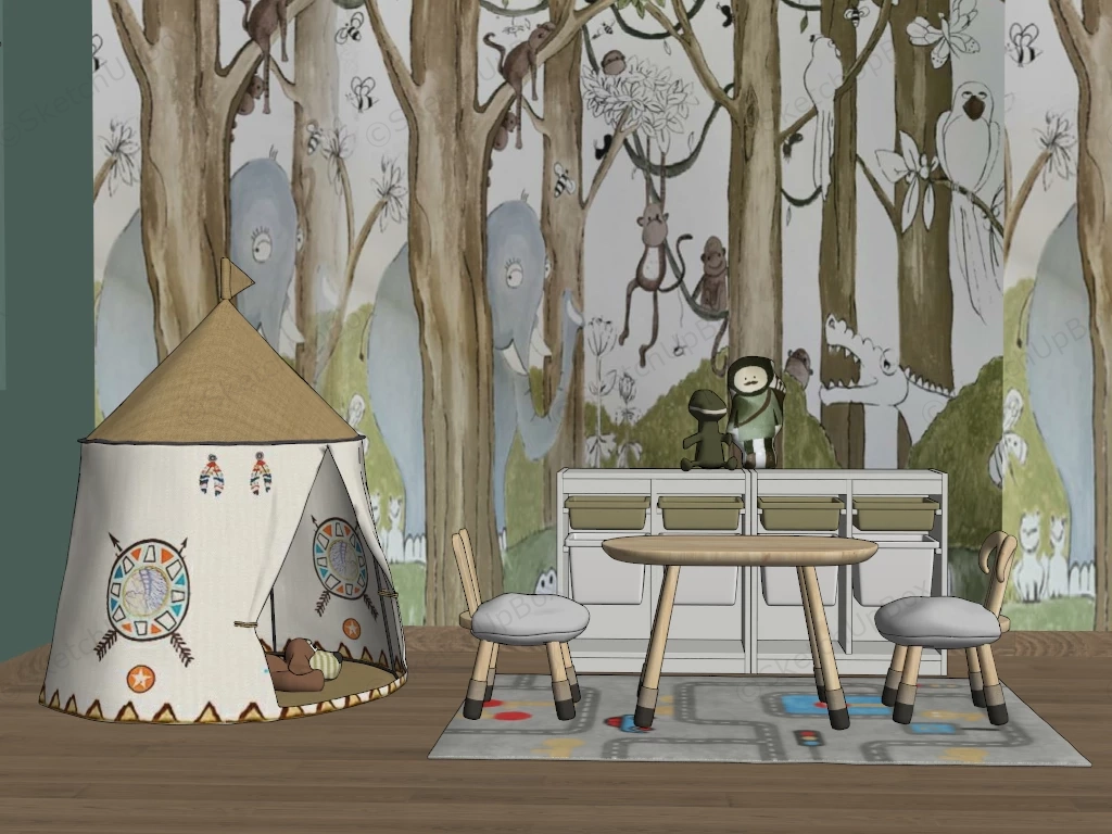 Forest Themed Playroom Ideas sketchup model preview - SketchupBox