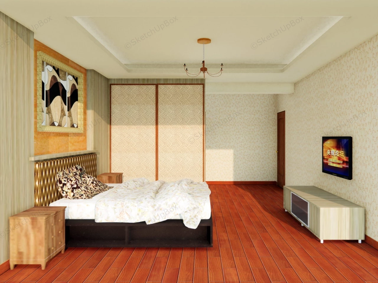 Simple Bedroom Interior Design Idea sketchup model preview - SketchupBox