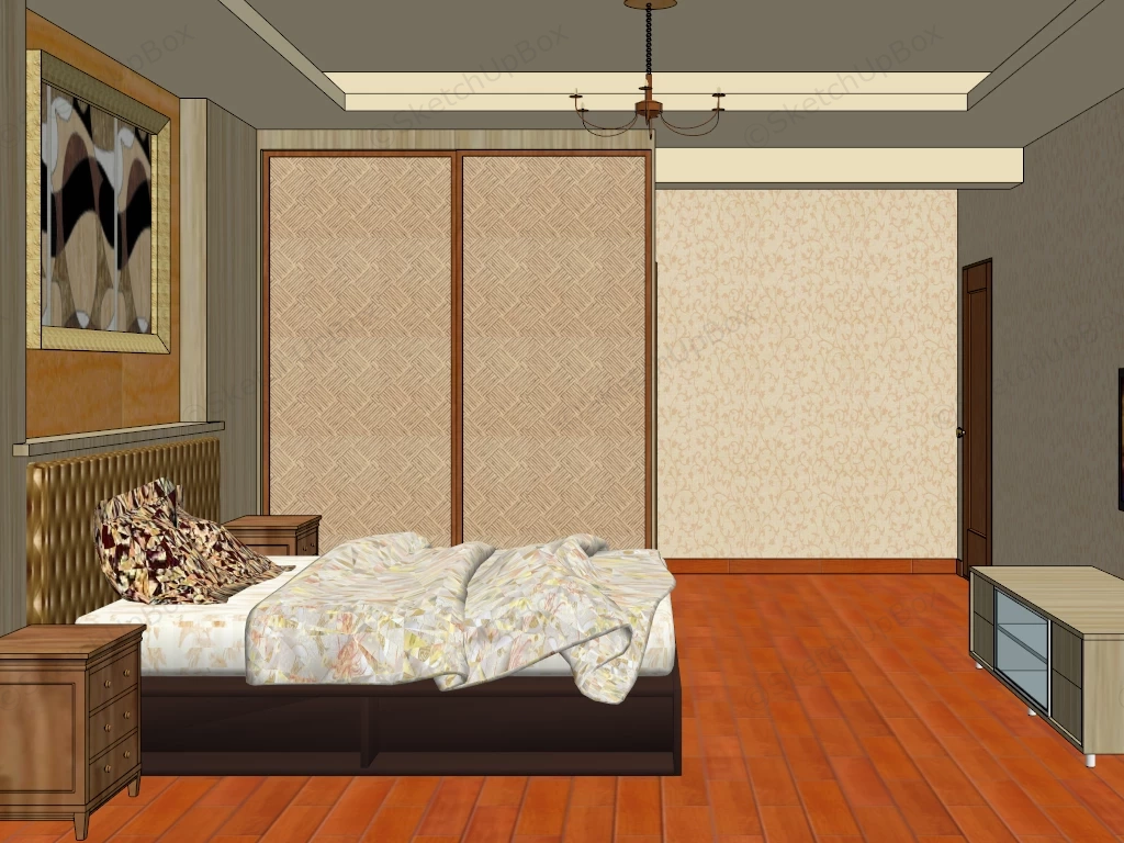 Simple Bedroom Interior Design Idea sketchup model preview - SketchupBox