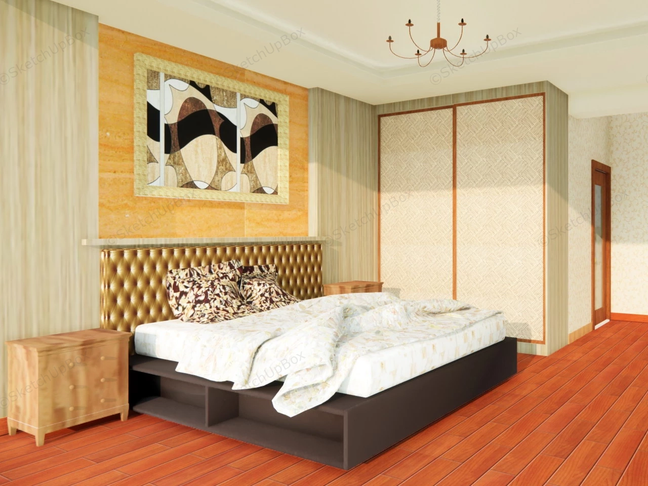 Simple Bedroom Interior Design Idea sketchup model preview - SketchupBox