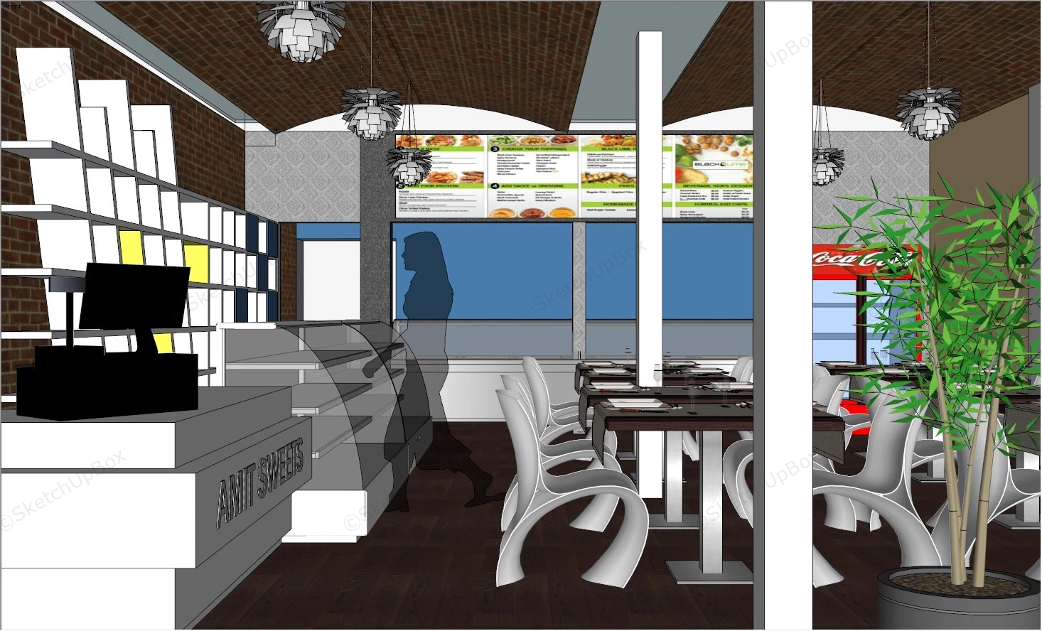 Dessert Shop Interior Design sketchup model preview - SketchupBox