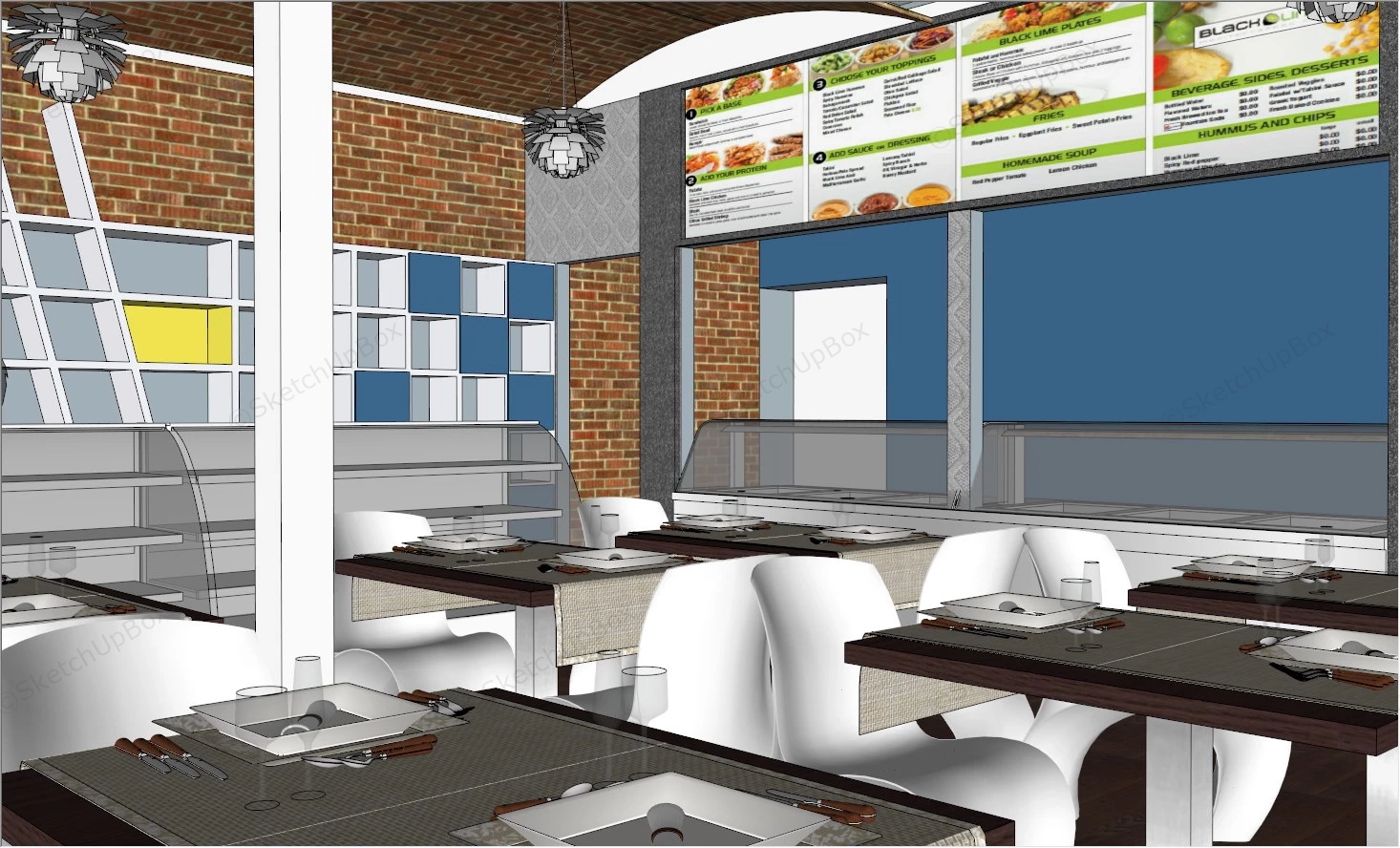 Dessert Shop Interior Design sketchup model preview - SketchupBox