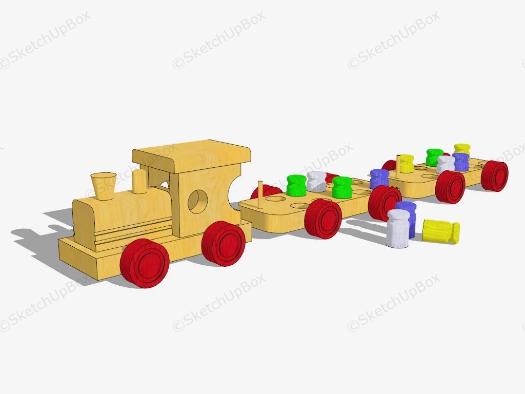 Wood Toy Train sketchup model preview - SketchupBox