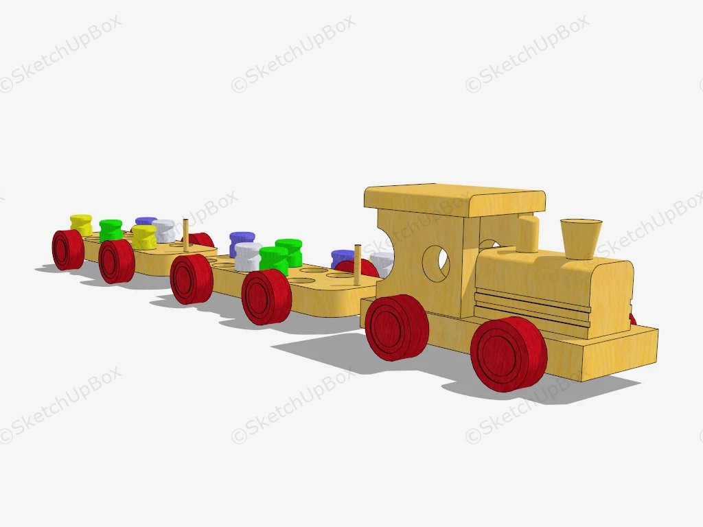 Wood Toy Train sketchup model preview - SketchupBox