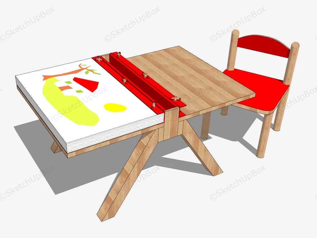 Kids Drawing Table And Chair sketchup model preview - SketchupBox