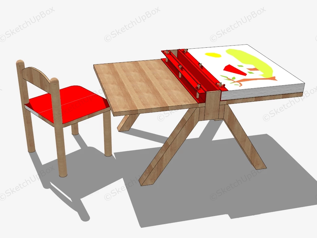 Kids Drawing Table And Chair sketchup model preview - SketchupBox