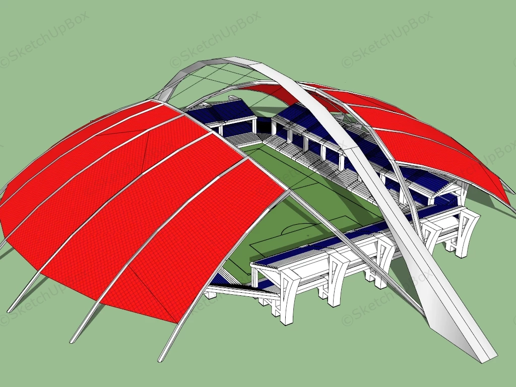 Red Soccer Stadium sketchup model preview - SketchupBox