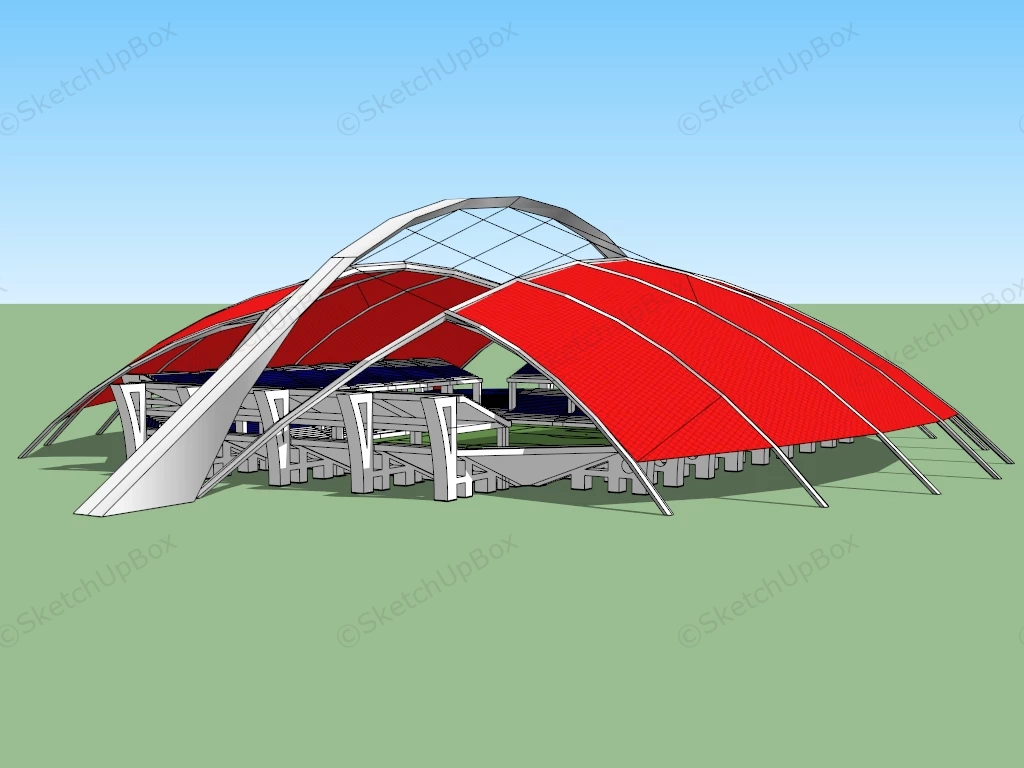 Red Soccer Stadium sketchup model preview - SketchupBox