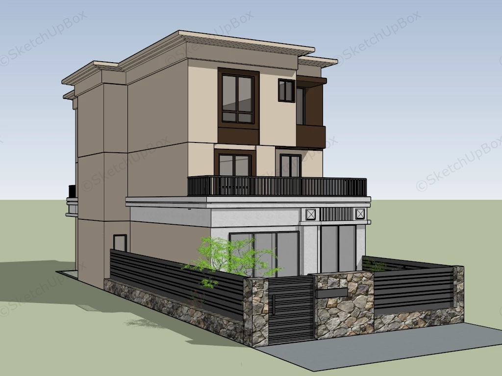 Small House Front Yard Landscaping Idea sketchup model preview - SketchupBox