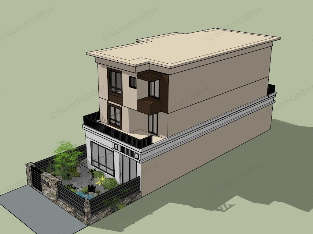 Small House Front Yard Landscaping Idea sketchup model preview - SketchupBox