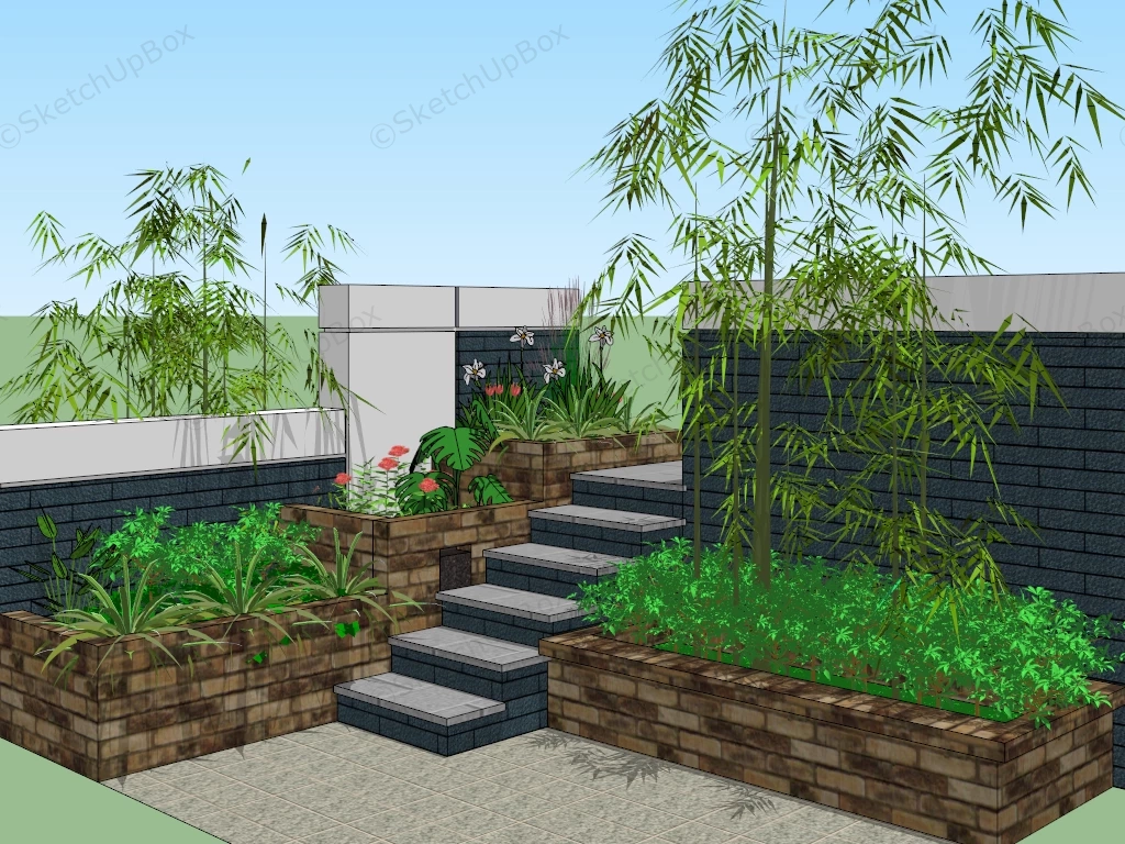 Backyard Garden Stair sketchup model preview - SketchupBox