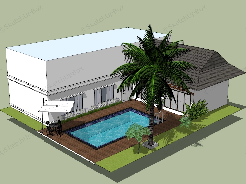 Backyard Swimming Pool Idea sketchup model preview - SketchupBox